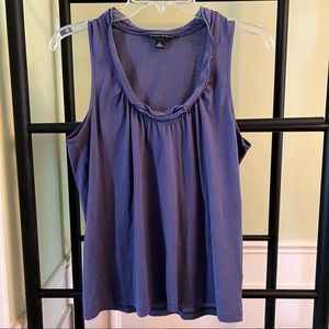 Banana Republic dusty blue tank/shell with ruffled and ruched neckline size M
